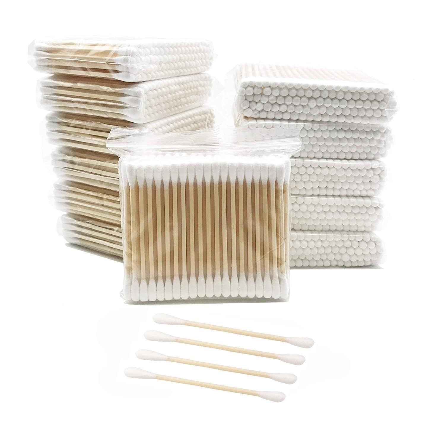 Shows the customer the quantity and packaging of cotton swabs they will receive, demonstrating value through volume and organized packaging.