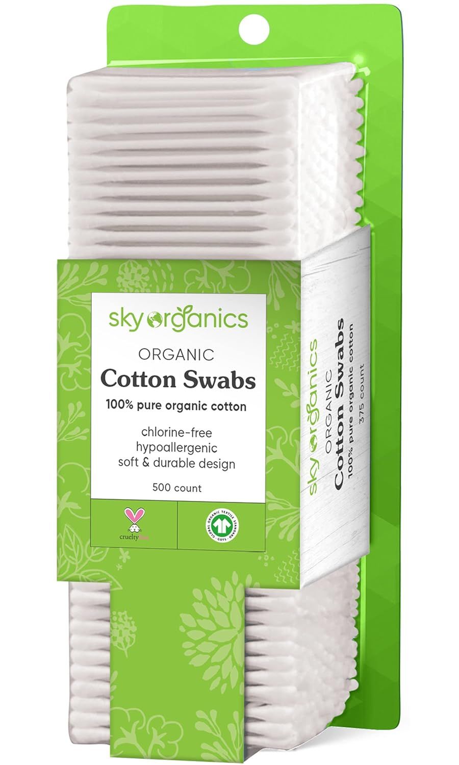 Provides a clean, catalog-style view of the cotton swabs product in its retail packaging, allowing shoppers to see exactly what they will receive.
