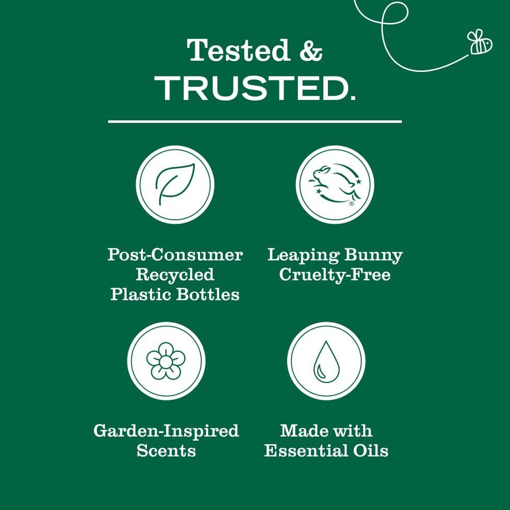 Communicates multiple brand values and product attributes in a segmented layout to reassure shoppers about sustainability, ethical sourcing, and natural ingredients.
