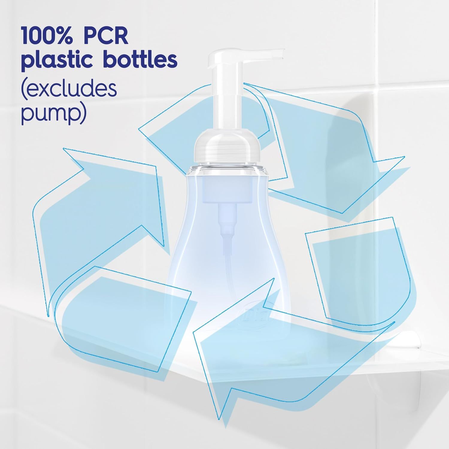 Communicates the product's environmental responsibility by highlighting that the bottles are made from 100% post-consumer recycled (PCR) plastic, reassuring eco-conscious shoppers. Emphasizes the…
