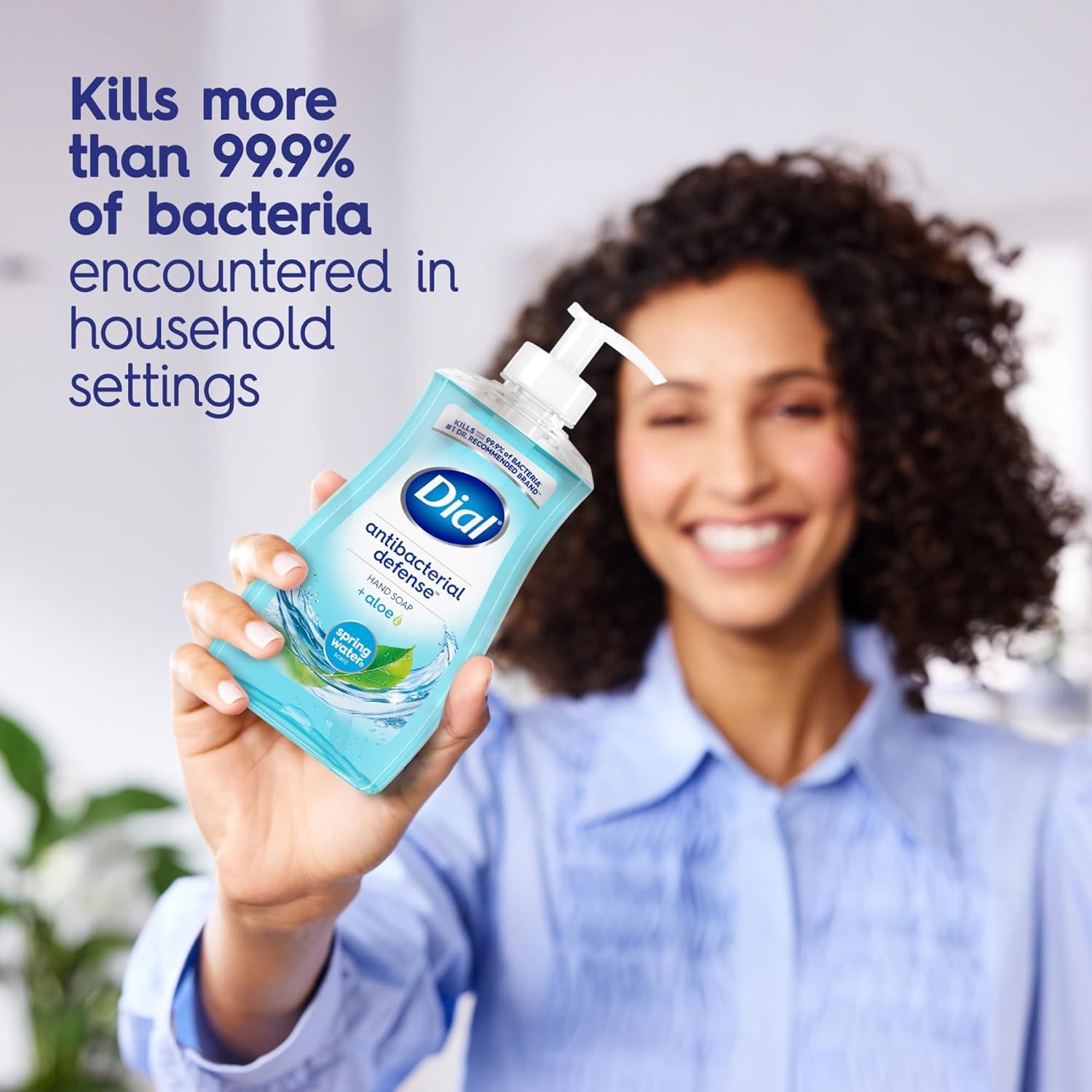 Communicates the product's powerful antibacterial performance with a specific quantifiable claim (99.9% bacteria kill rate) to reassure shoppers of its effectiveness in household settings.…