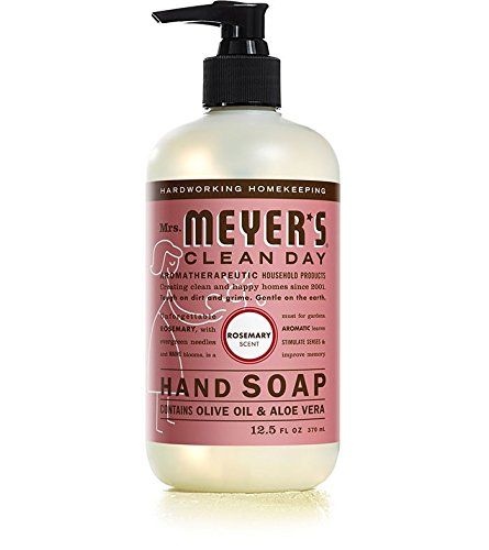 Provides a clean, catalog-style product image showing the Mrs. Meyer's hand soap bottle with its packaging and branding clearly visible.