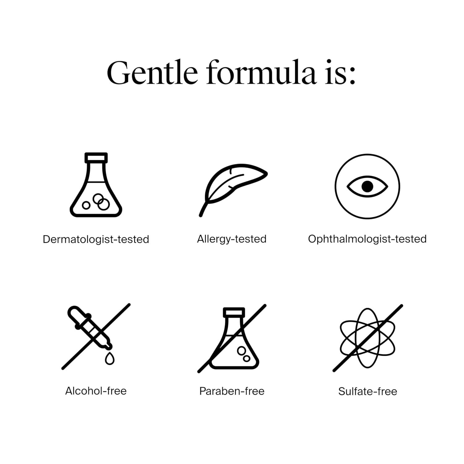Communicates that the product has a gentle, safe formula that is tested by medical professionals and free from harsh chemicals, reassuring shoppers about product safety and suitability for sensitive…