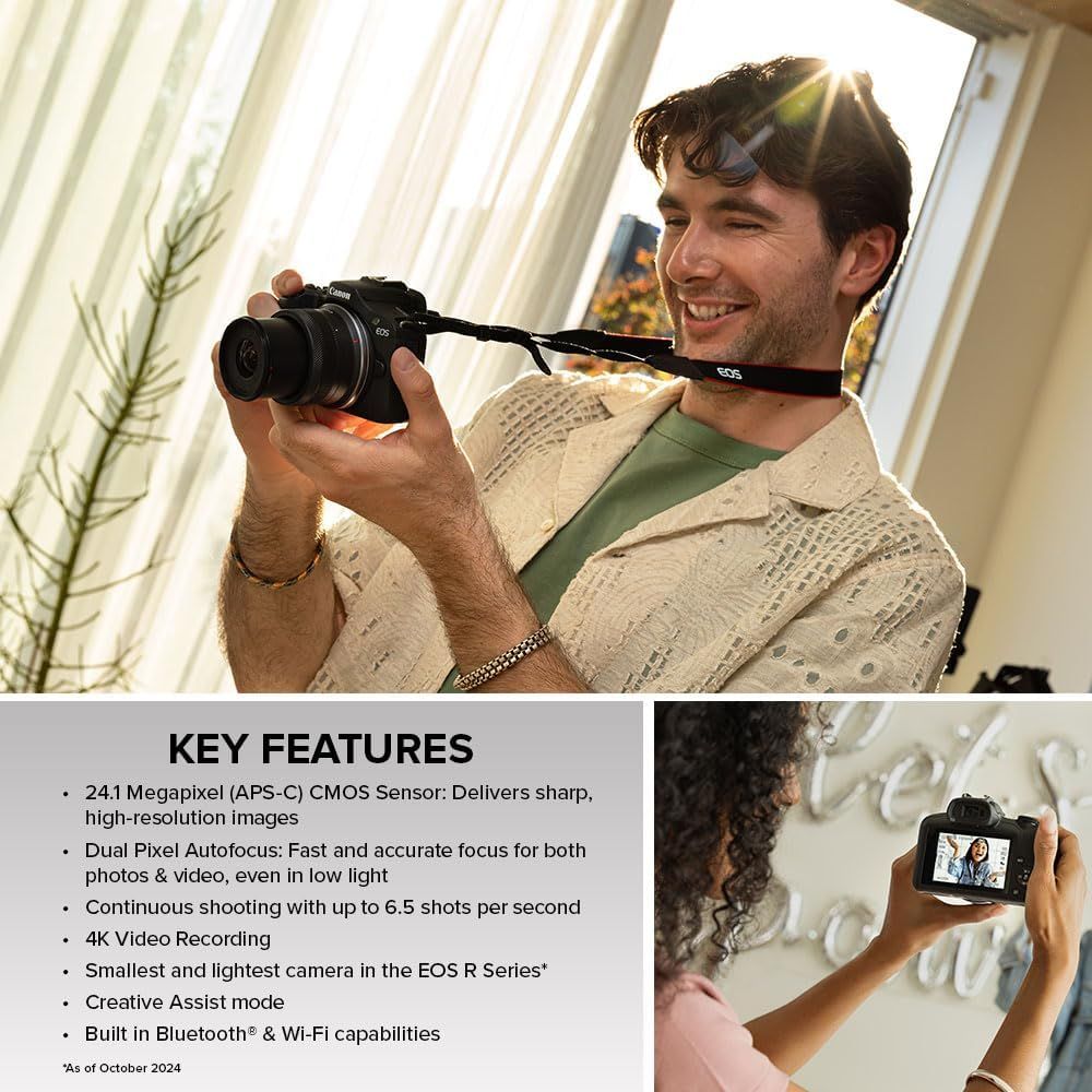 Communicates multiple technical features and benefits of the camera in a structured, bulleted list format to help shoppers understand the product's comprehensive capabilities.