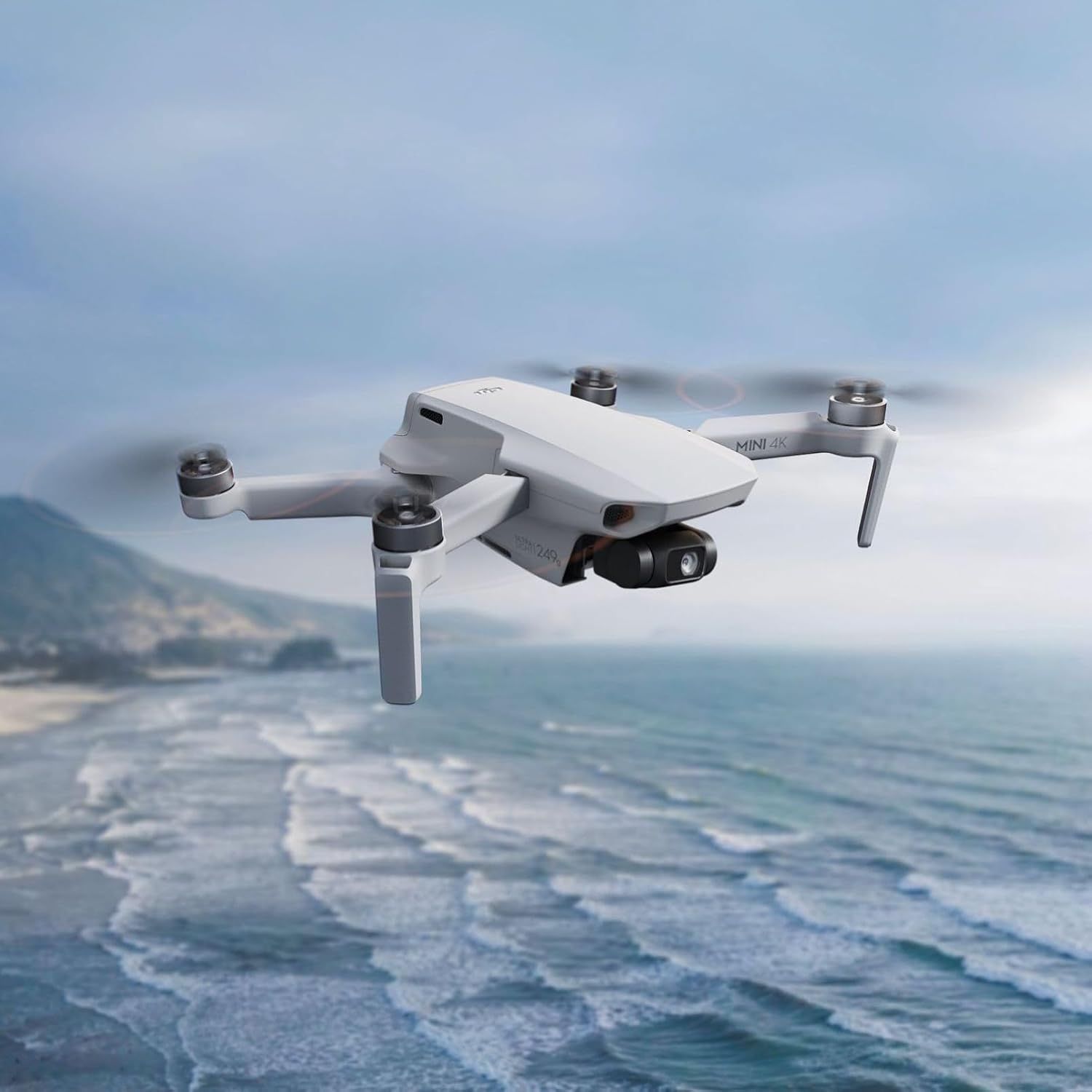 Demonstrates the drone in a real-world outdoor environment to help shoppers visualize the product in action and its capability for capturing scenic aerial footage.