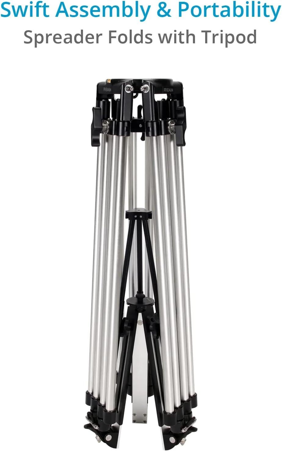 Demonstrates how the spreader tripod folds down for easy storage and transport, reassuring shoppers about the product's portability and space-saving design. Highlights the product's quick assembly…