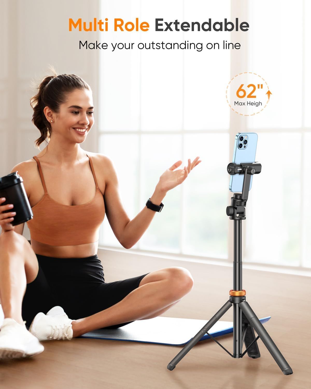 Demonstrates the product's versatility for multiple use cases, particularly for content creation and online video recording, showing it can be used for fitness content, vlogging, and other recording…