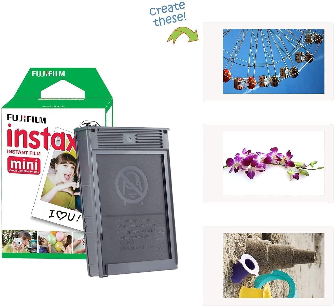 Demonstrates the variety of subjects and occasions the instant film can capture, from Ferris wheels to flowers to beach toys, showing shoppers the product's versatility across different photography…