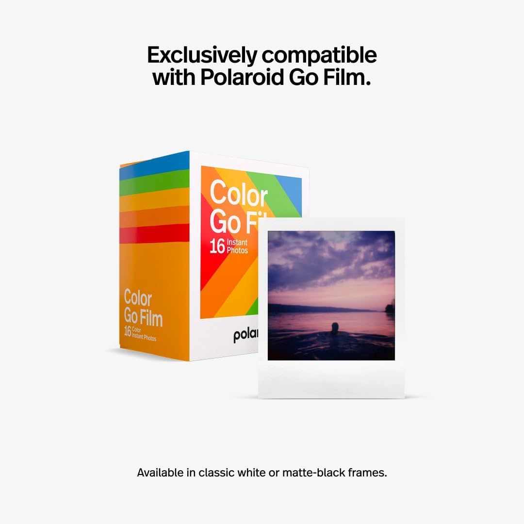 Communicates that the product is exclusively compatible with Polaroid Go Film, reassuring shoppers about which film type to use with this product.