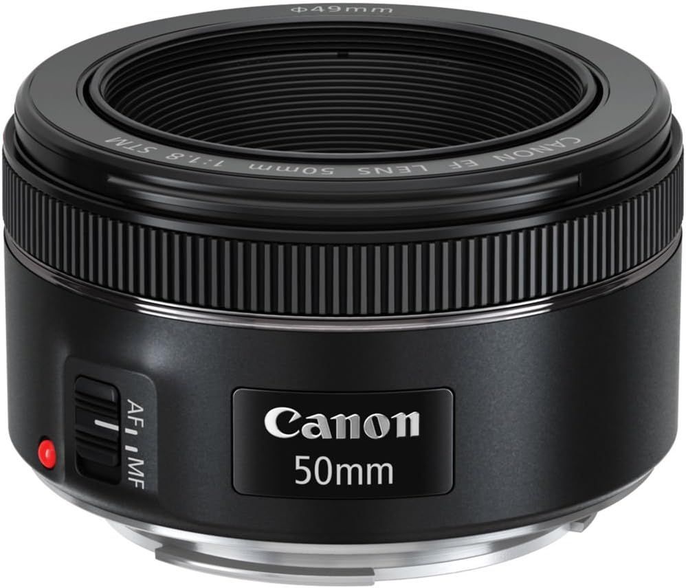 Provides a clean, catalog-style view of the Canon 50mm lens on a white background with no text overlays or design elements, allowing shoppers to see the product clearly.