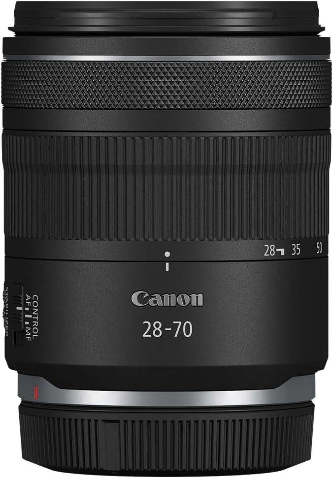 Provides a clean, catalog-style view of the Canon 28-70 lens showing its physical appearance and design details without distractions.
