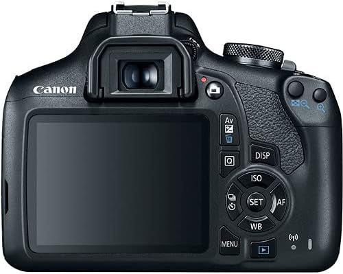 Provides a clean, catalog-style view of the Canon camera from the back, allowing shoppers to see the product's design, screen, and button layout clearly without distractions.