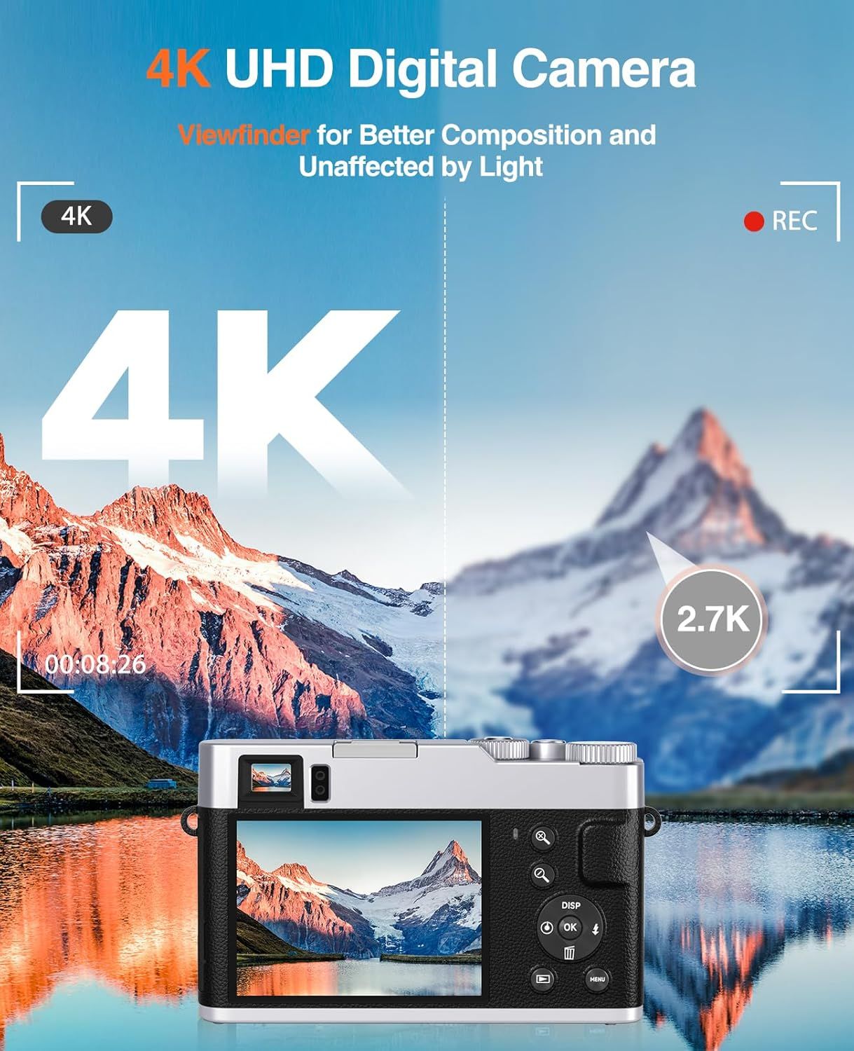 Demonstrates the superior image quality and resolution of the 4K camera compared to lower resolution alternatives, showing the difference in clarity and detail. Highlights the camera's 4K UHD…