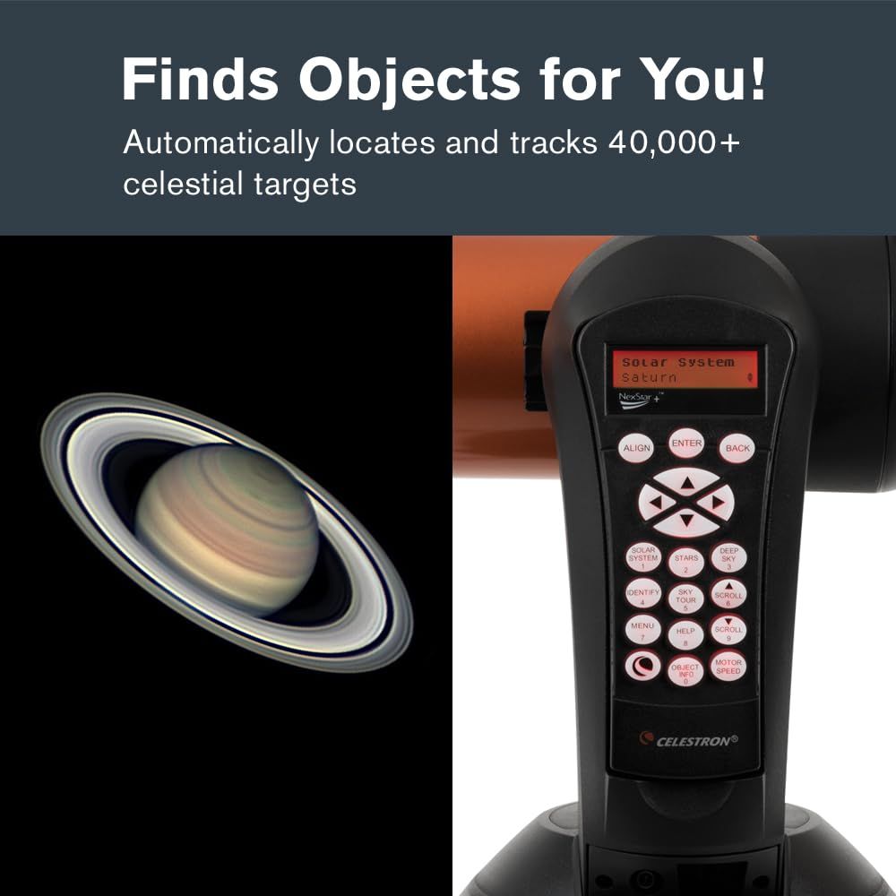 Communicates the impressive database capacity of the telescope system, reassuring shoppers that the product can automatically locate and track a vast number of celestial objects. Highlights the…