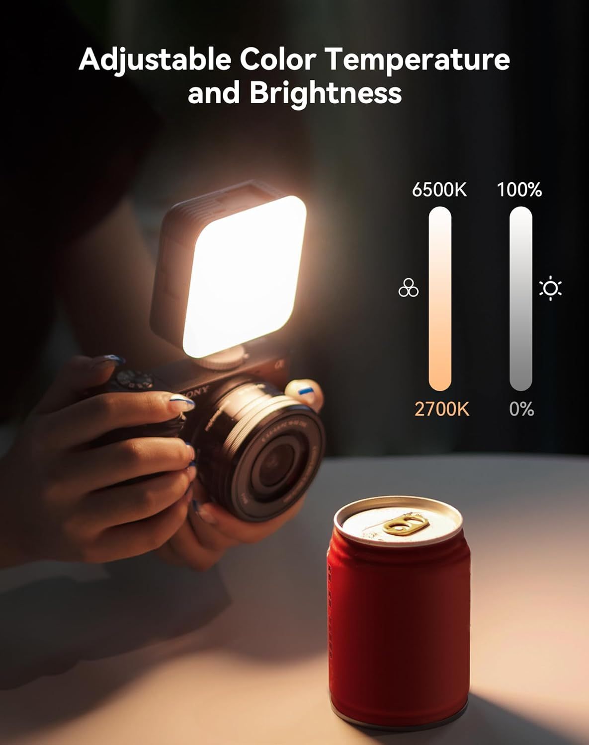 Communicates that the lighting product offers customizable color temperature (2700K-6500K) and brightness (0-100%) settings, reassuring shoppers they can adjust the light to their specific needs and…