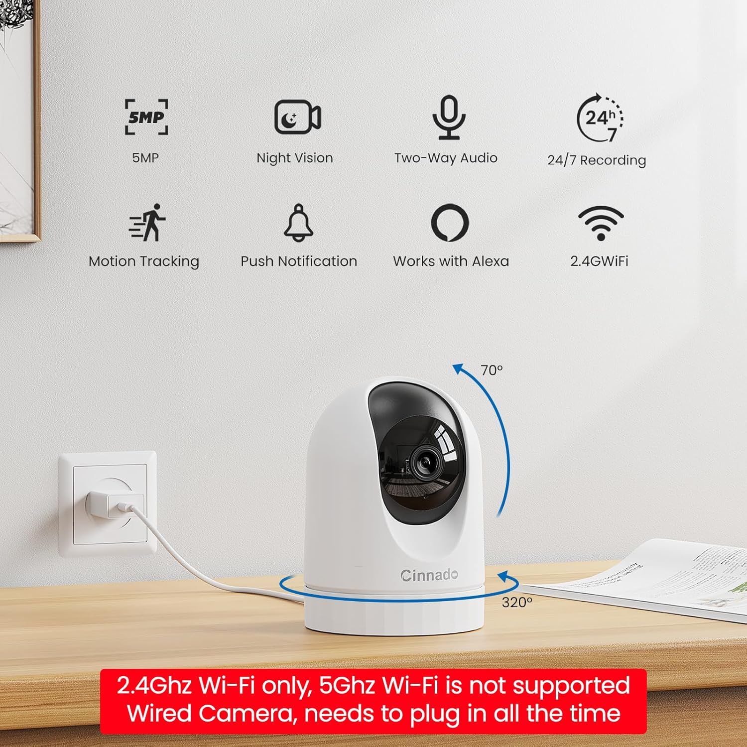 Communicates the comprehensive feature set of this security camera, highlighting multiple technical capabilities and smart home integration to reassure shoppers of its versatility and advanced…
