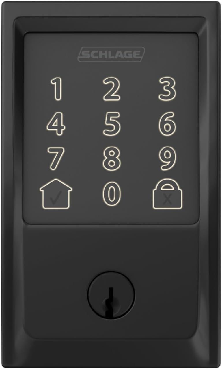 Displays the smart lock keypad in a clean, catalog-style format to show the product's physical appearance and design without distractions.