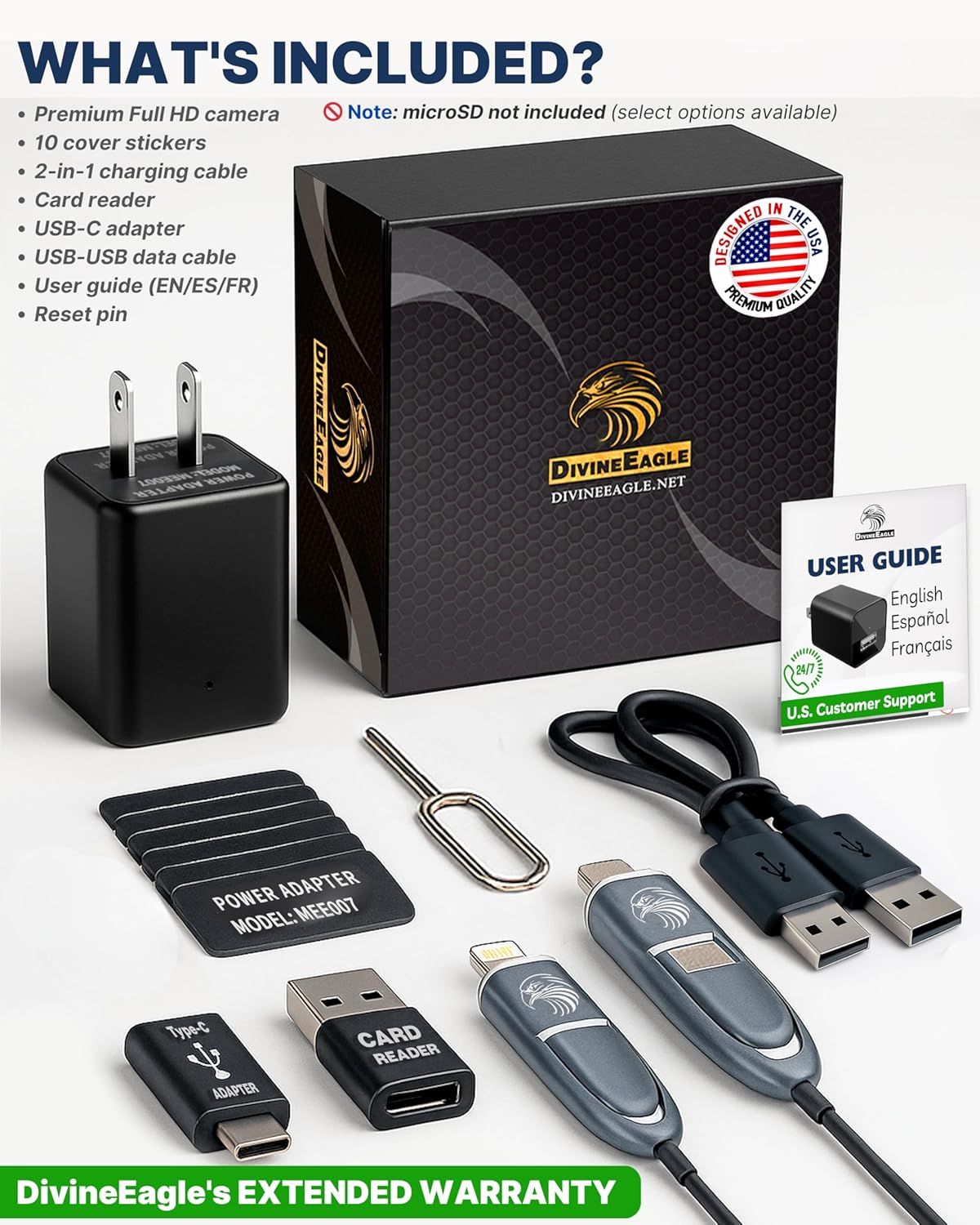 Shows all the items included in the package to help shoppers understand the full value of the bundle and what accessories they will receive with their purchase.