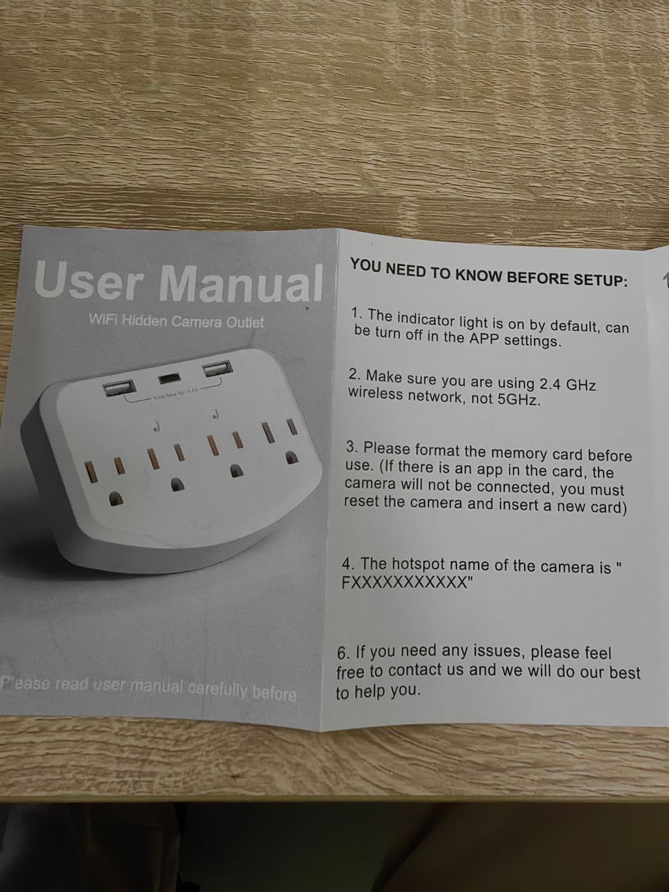 Provides essential setup information and requirements that users need to know before installing and configuring the WiFi hidden camera outlet, ensuring proper installation and functionality.