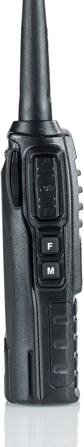 Provides a clean, catalog-style view of the walkie-talkie product from the side angle, showing its physical form, buttons, and antenna without distractions.