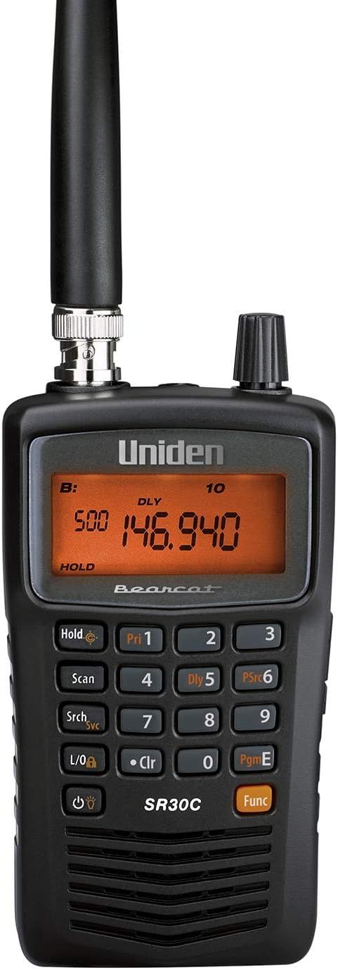 Provides a clean, catalog-style view of the Uniden handheld radio scanner on a white background with no text or design elements, allowing shoppers to see the product clearly.