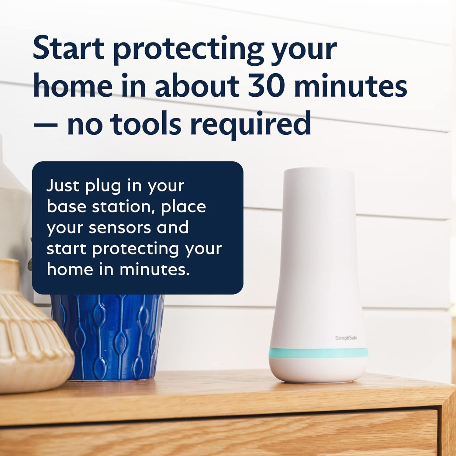 Communicates that the home security system can be set up quickly and easily in about 30 minutes without any tools, reassuring shoppers that installation is simple and hassle-free. Highlights the…