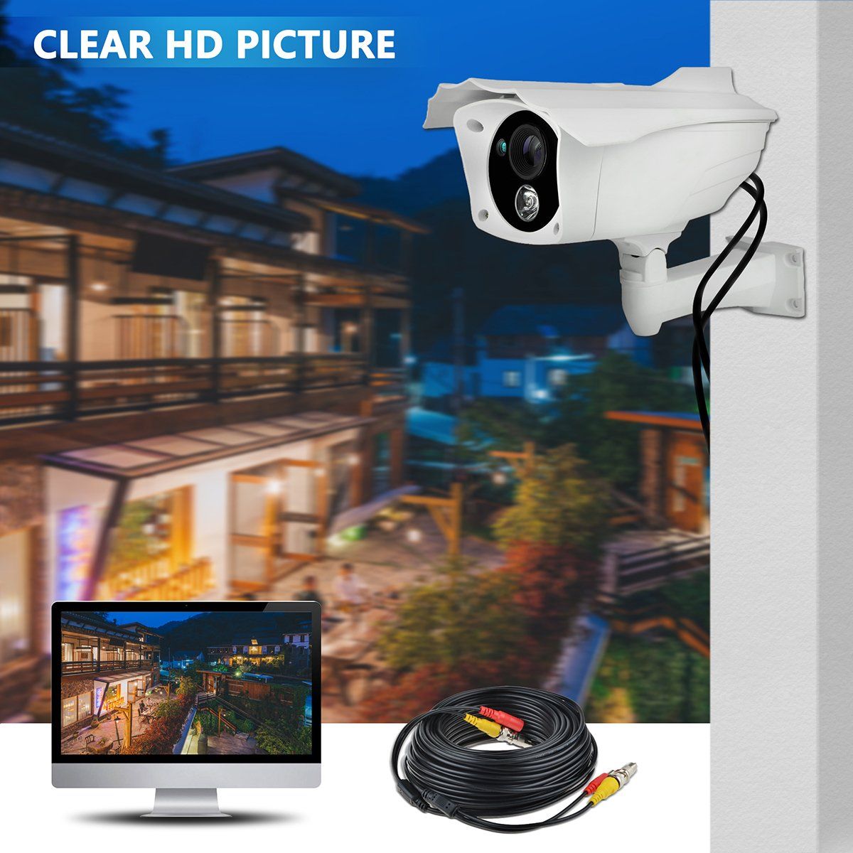 Communicates that the security camera delivers clear, high-definition video quality, reassuring shoppers they'll get crisp surveillance footage of their property.