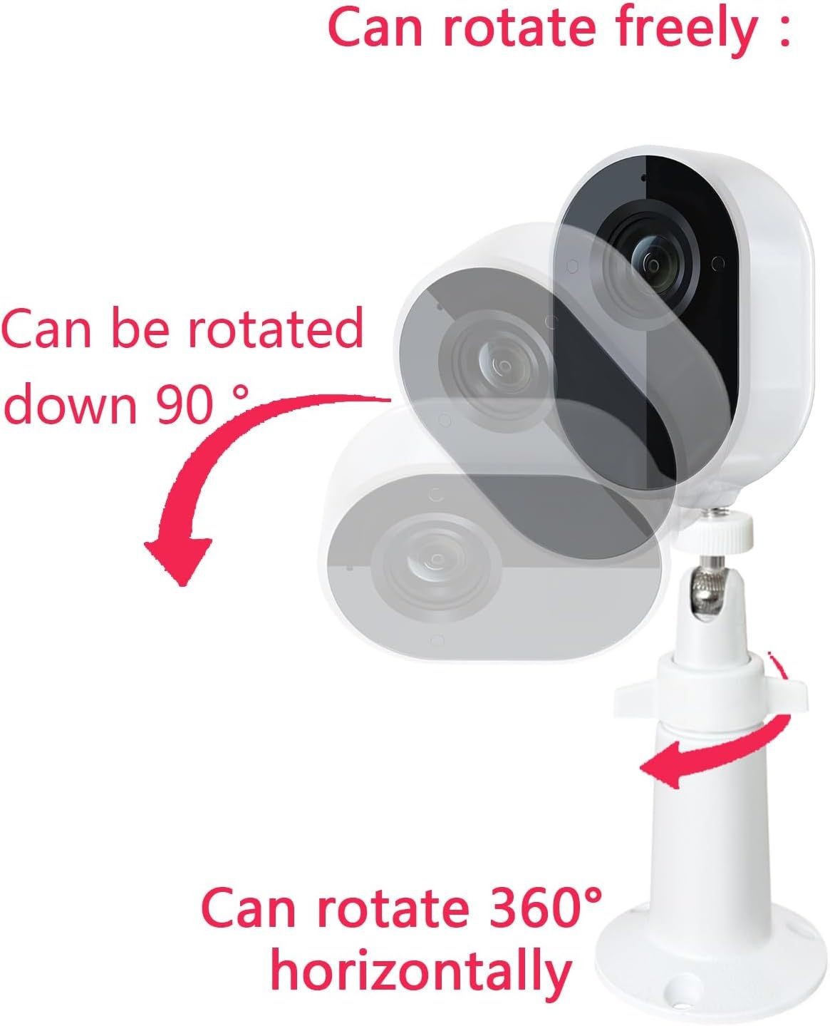 Demonstrates the camera's flexible mounting and positioning capabilities, showing shoppers that the device can be adjusted to multiple angles for optimal viewing coverage.