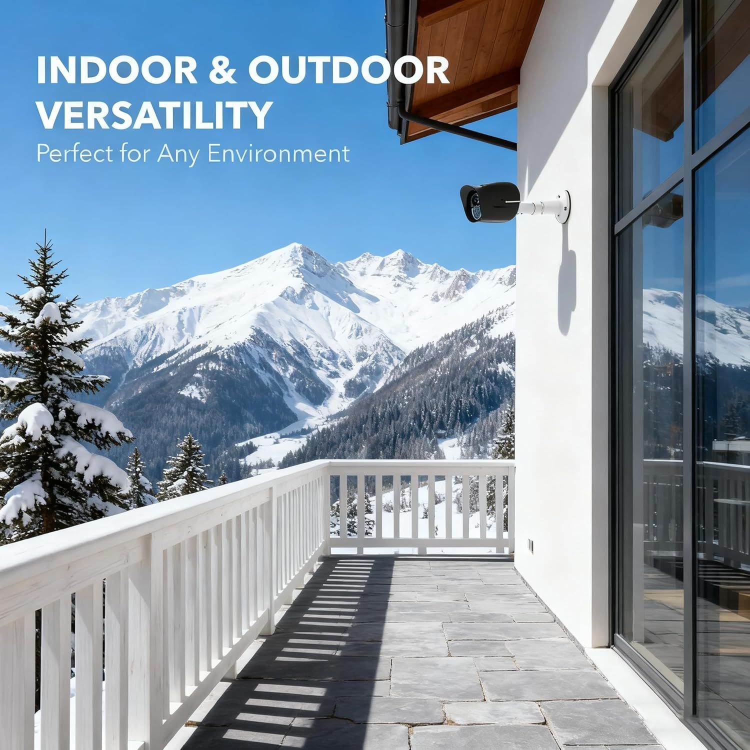 Demonstrates that the security camera is suitable for both indoor and outdoor environments, reassuring shoppers of its weather resistance and adaptability to any setting.