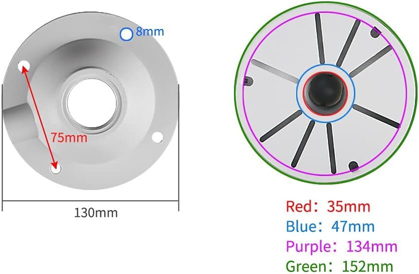 Provides detailed dimensional specifications of the product components with precise measurements to help shoppers verify compatibility and understand the exact physical size of each part.