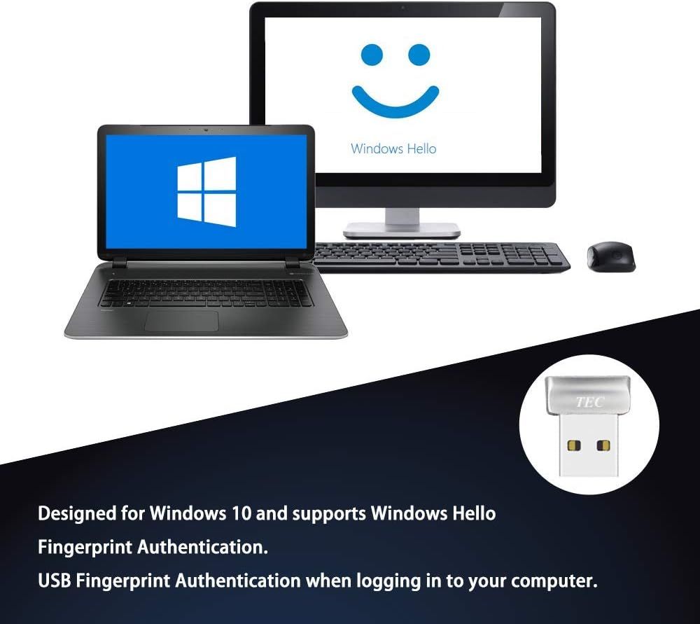 Communicates that the product supports secure Windows Hello fingerprint authentication, reassuring shoppers about data security and convenient login functionality. Highlights the product's…
