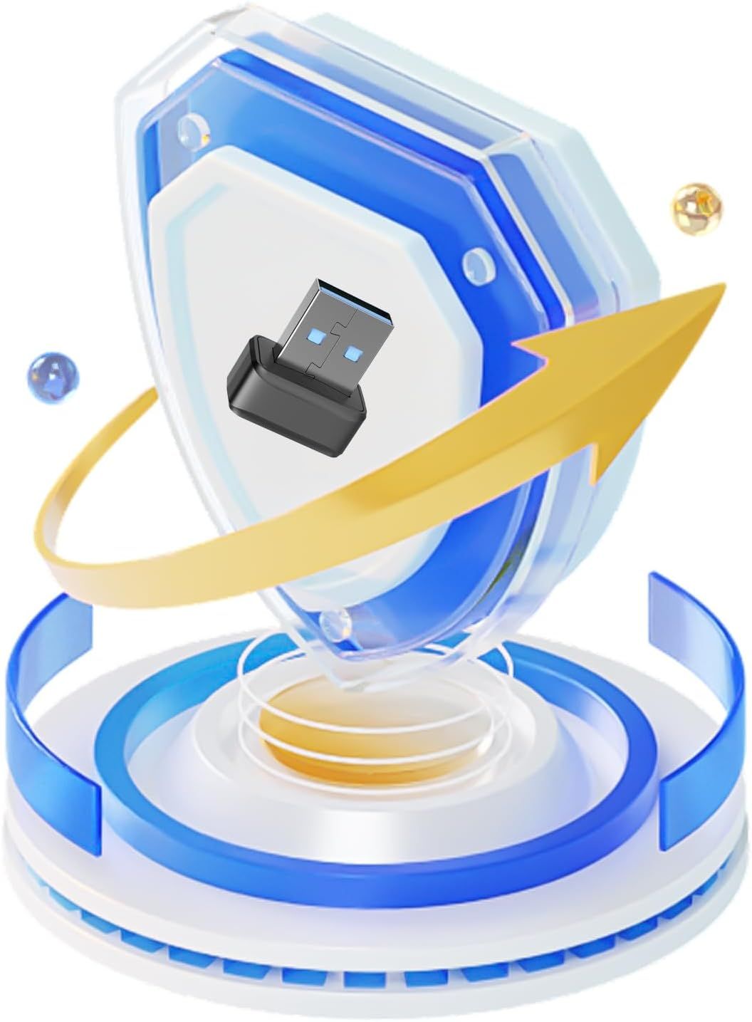 Communicates that the USB device provides security and protection features, reassuring shoppers about data safety and secure connectivity.