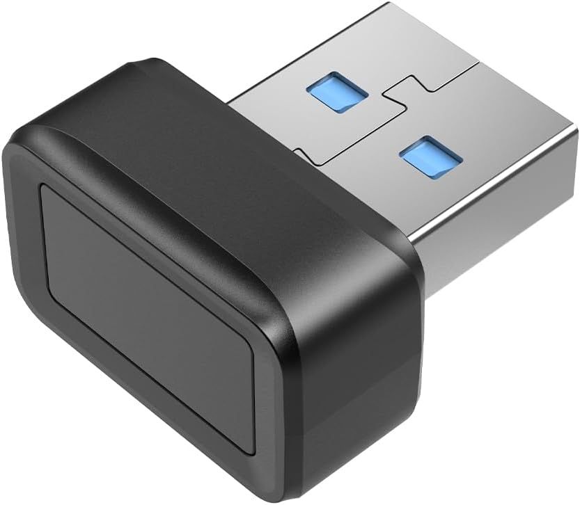Provides a clear, unobstructed view of the USB fingerprint reader device for catalog display purposes.