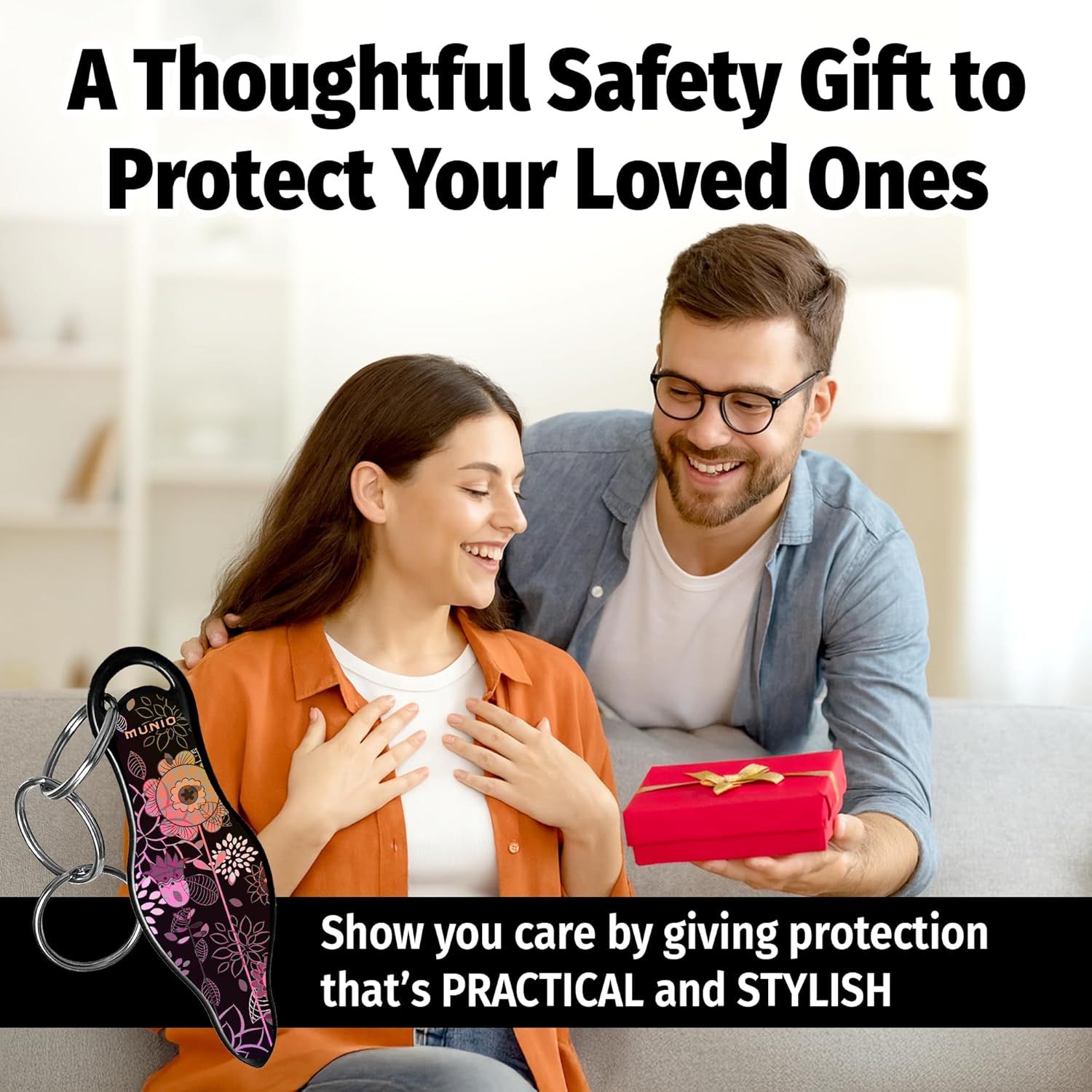 Positions the product as a thoughtful safety gift for loved ones, emphasizing emotional connection and protection while framing it as a practical and stylish gifting option. Communicates that the…