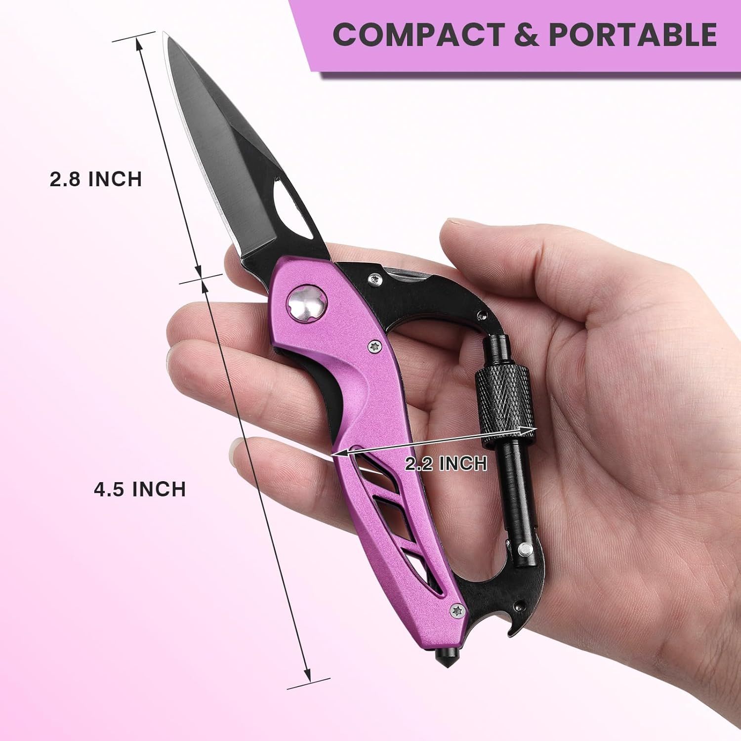 Communicates the exact physical dimensions of the product (2.8 x 4.5 x 2.2 inches) to help shoppers understand its compact, portable size and ease of handling. Reinforces the key benefit that the…