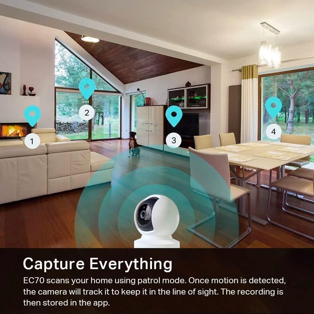 Demonstrates how the security camera's patrol mode works by scanning the home and tracking motion across multiple zones, reassuring shoppers about comprehensive coverage and intelligent monitoring.…