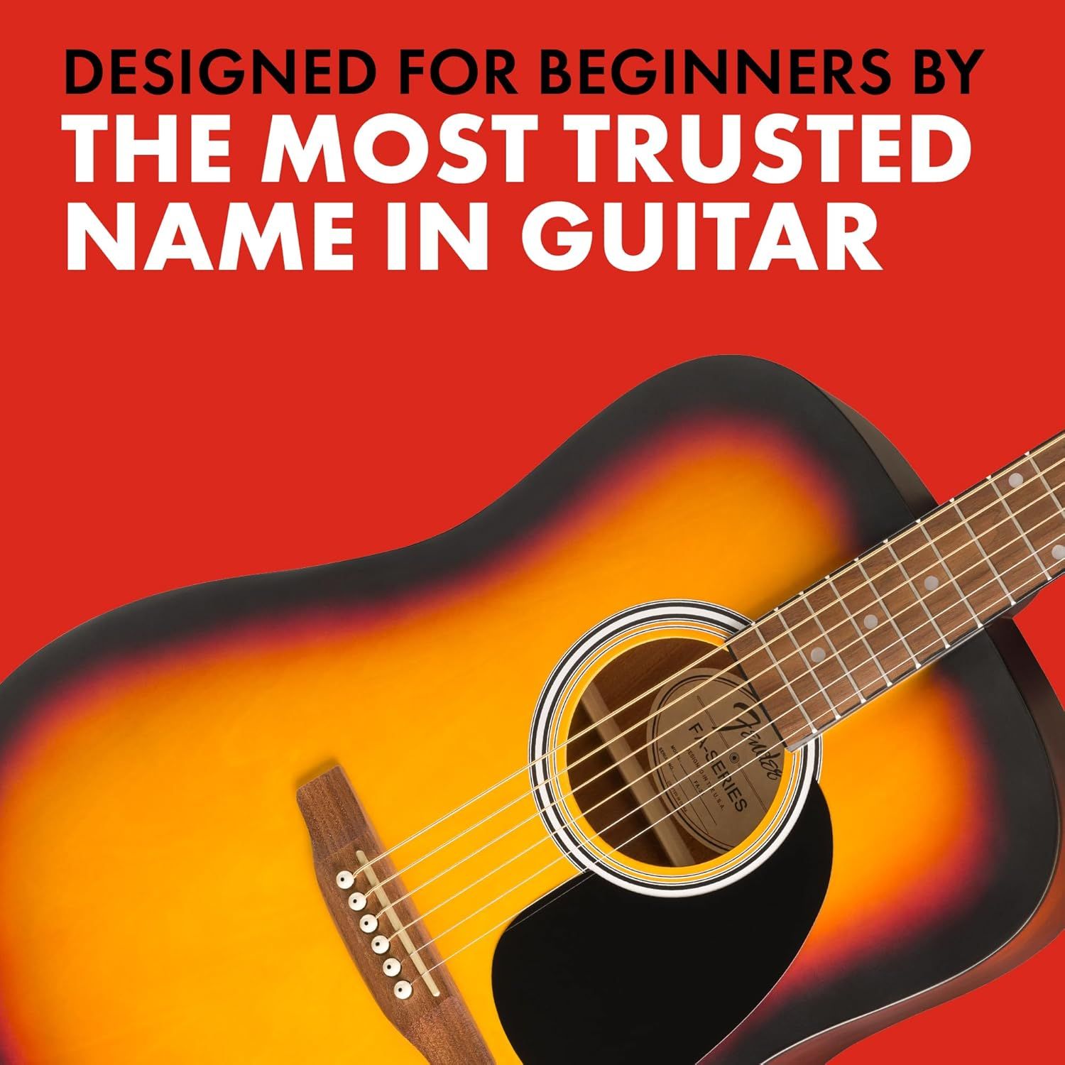 Communicates brand authority and heritage in the guitar industry, positioning the product as the trusted choice for beginners seeking quality and reliability.