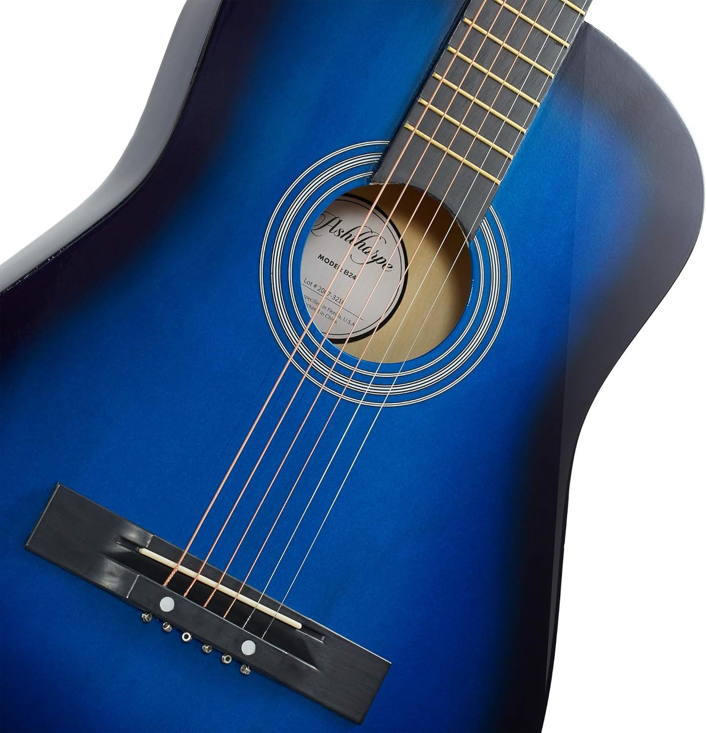Provides a clean, catalog-style view of the guitar to show its color, finish, and overall appearance without distractions.