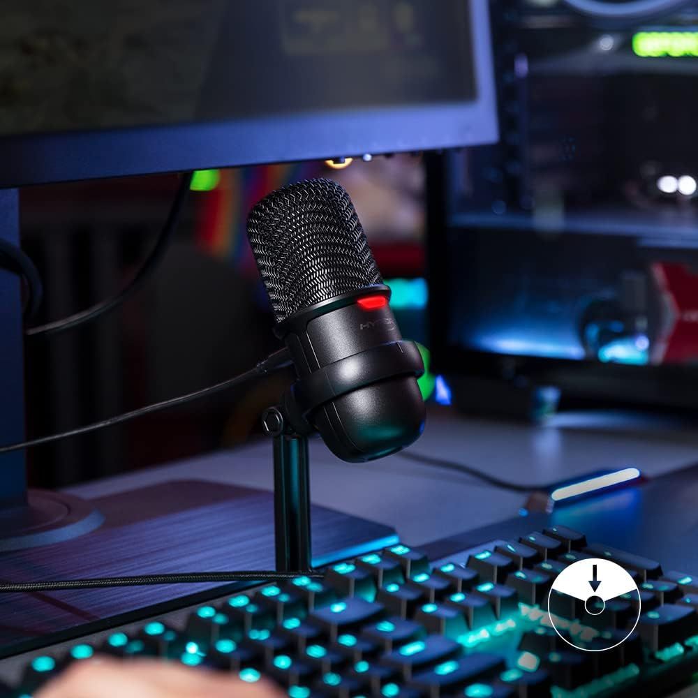 Shows the microphone in its intended real-world gaming environment to help shoppers visualize how it fits into their setup.