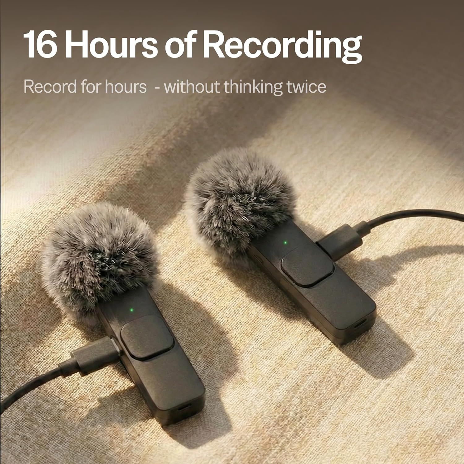 Communicates the product's long battery life and recording capacity, reassuring shoppers they can record continuously for extended periods without interruption. Highlights the convenience and…