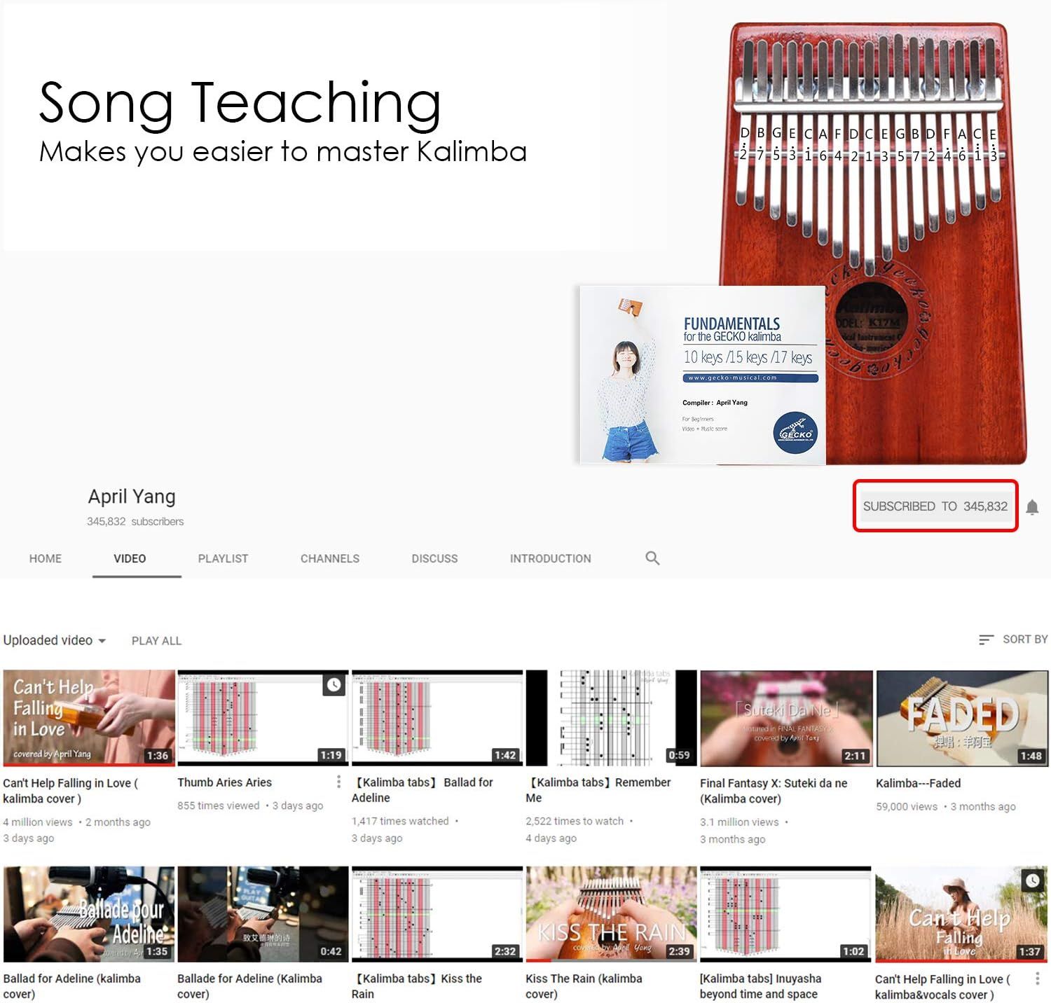 Communicates that the product includes instructional materials (song teaching method) to help shoppers learn and master the kalimba more easily. Shows what comes with the kalimba purchase,…