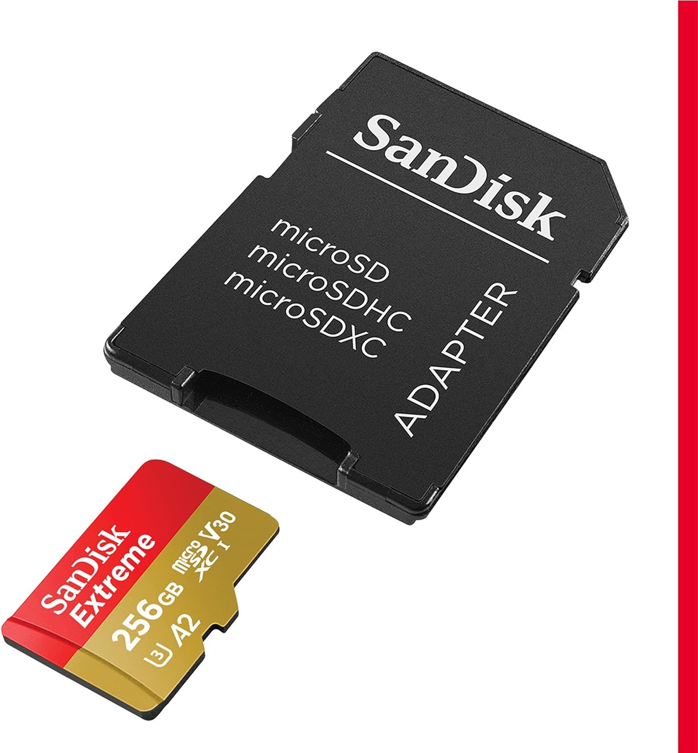 Shows the customer that the purchase includes both the microSD card and an SD adapter for compatibility with different devices.