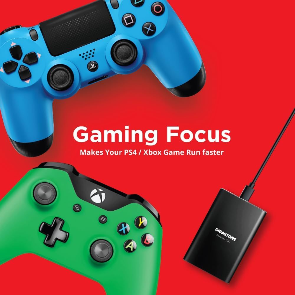 Demonstrates that the product works with both PS4 and Xbox gaming systems, reassuring shoppers of broad compatibility and faster game performance. Communicates the core benefit that the product…