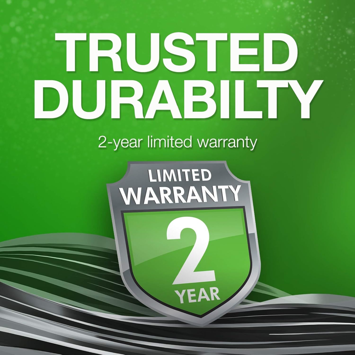 Communicates the product's trusted durability backed by a 2-year limited warranty to reassure shoppers of long-lasting quality and manufacturer confidence.