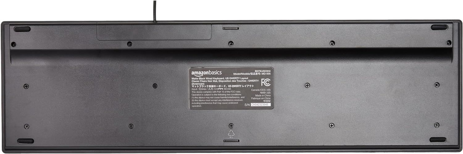 Shows the bottom of the keyboard to give shoppers a complete view of the product's physical appearance and build quality.