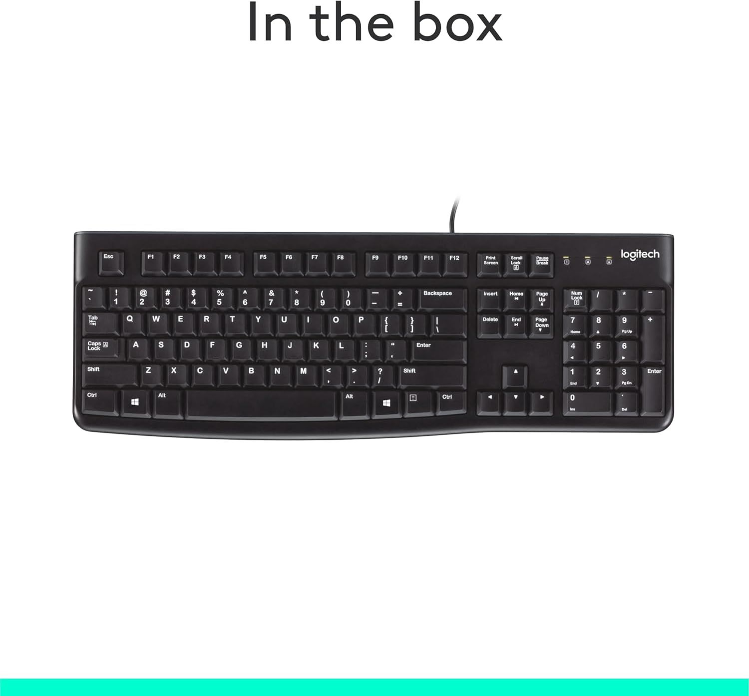 Shows the customer exactly what they will receive in the package—a Logitech keyboard—to set clear expectations about the purchase.