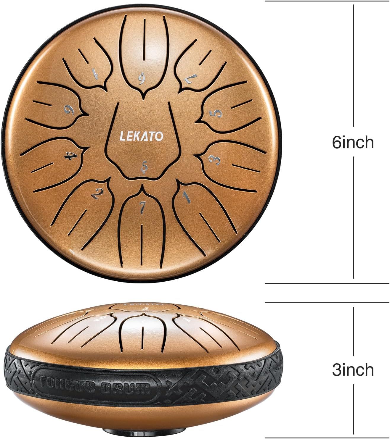 Communicates the exact physical size of the steel tongue drum (6 inches diameter, 3 inches height) to help shoppers understand how compact and portable the instrument is.