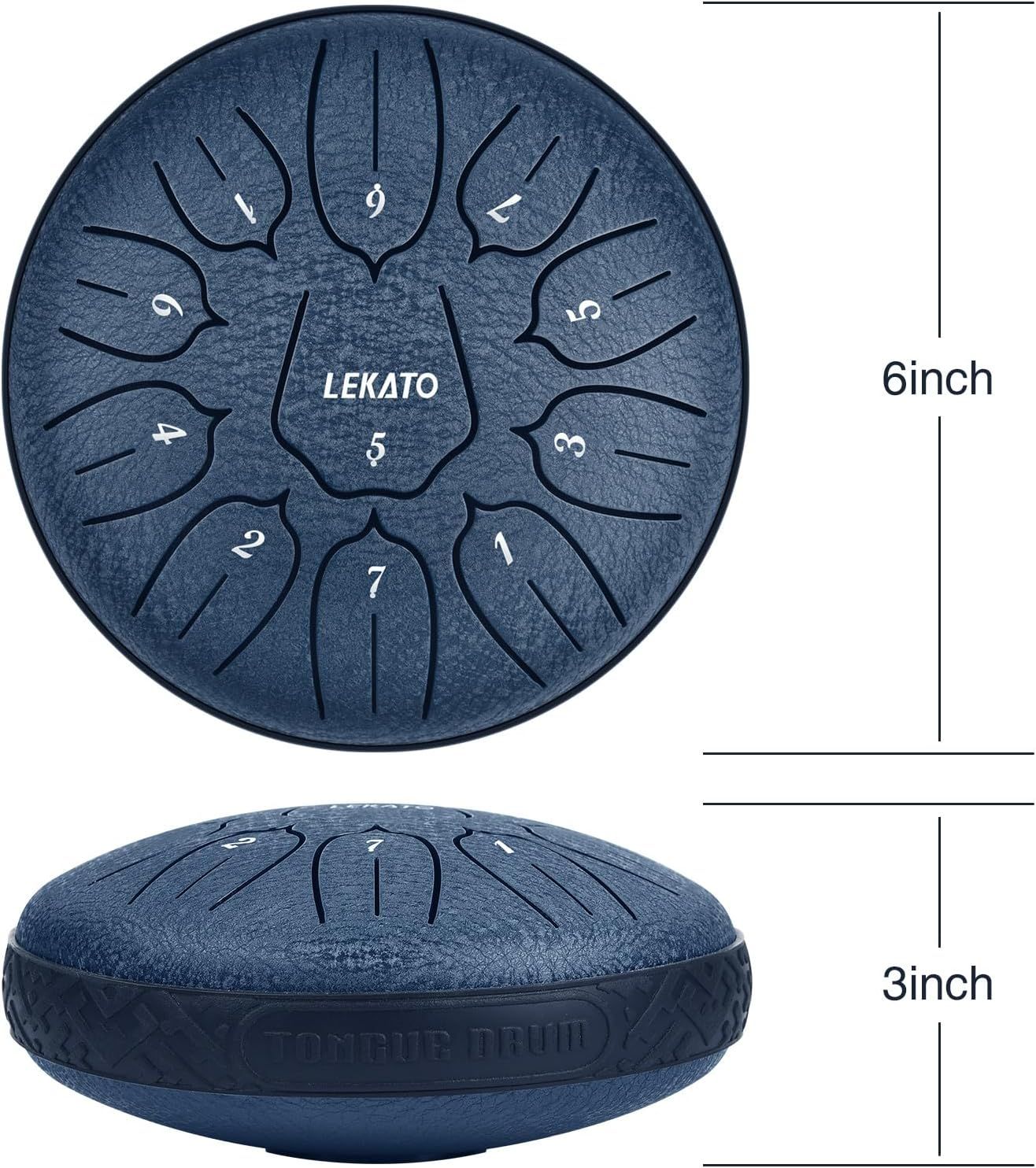 Communicates the exact physical size of the steel tongue drum (6 inches diameter, 3 inches height) to help shoppers understand how compact and portable the instrument is.