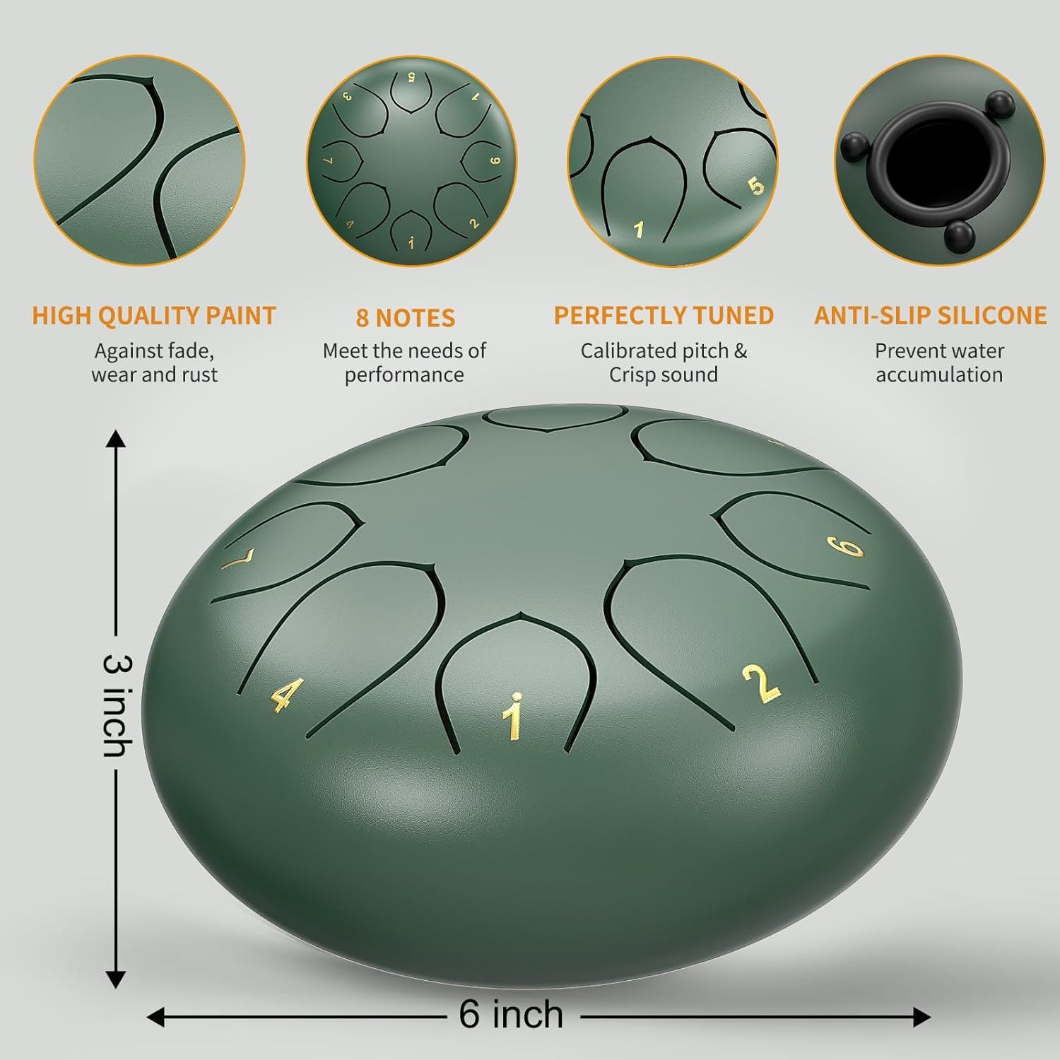 Breaks down the steel tongue drum's key physical features and construction elements to show shoppers what makes the product well-designed and functional. Highlights multiple distinct benefits across…