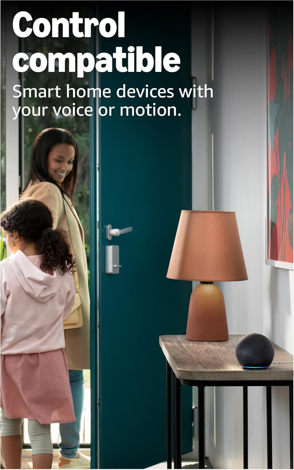 Communicates that the product is compatible with smart home systems and can be controlled via voice or motion, reassuring shoppers about integration and ease of use. Highlights the product's ability…
